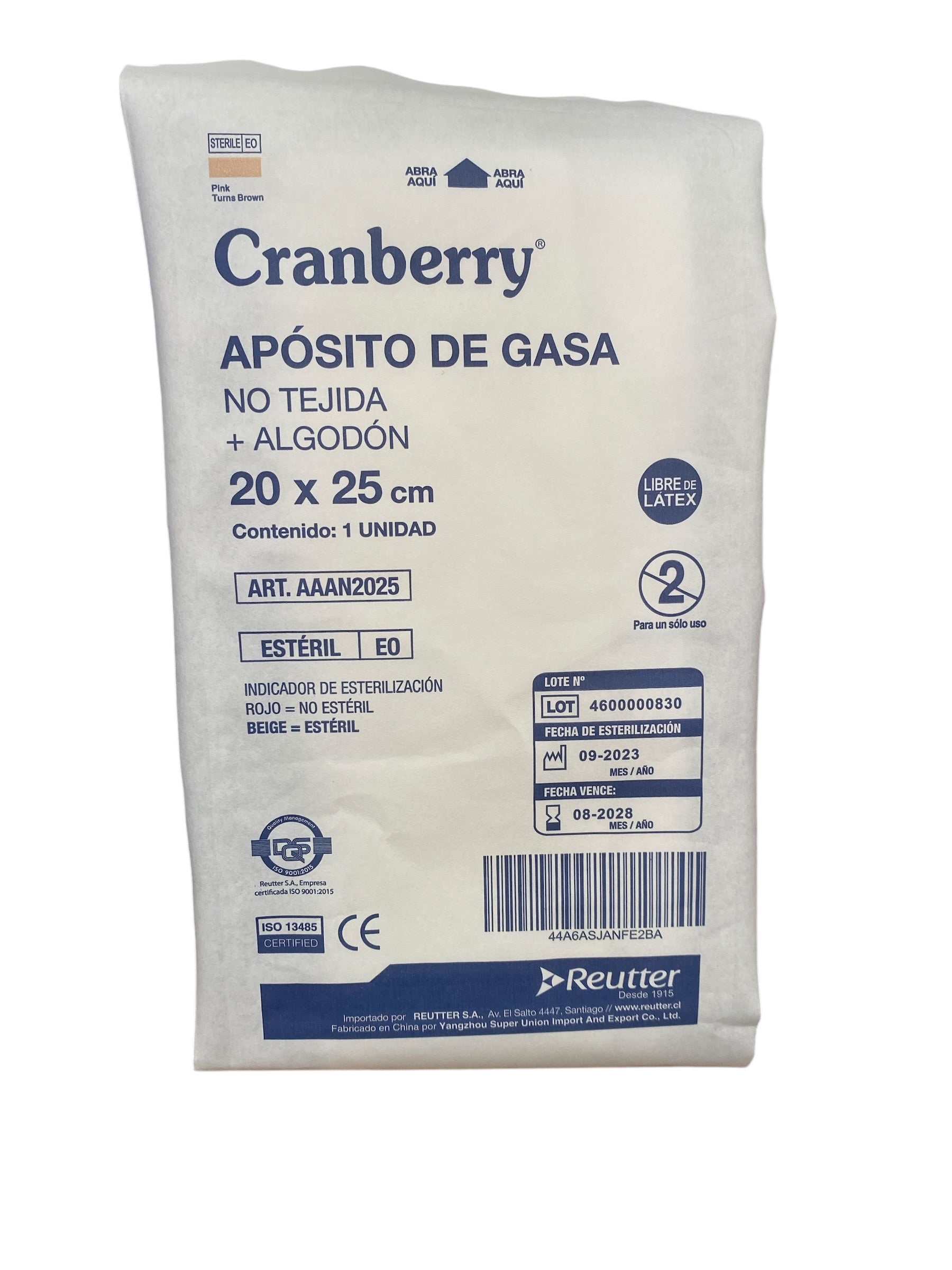 CRANBERRY APOSITO GASA NT + ALGODON 20 X 25 X UND