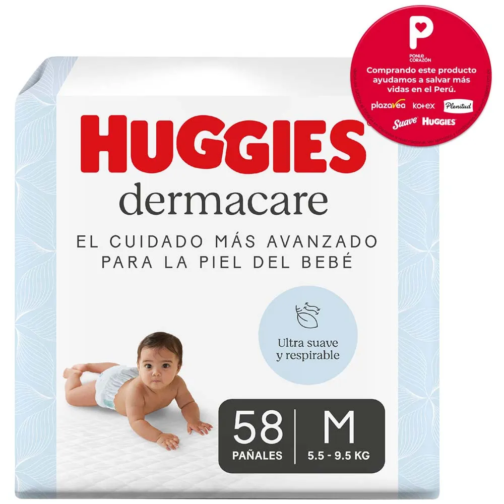 HUGGIES DERMACARE PAÑAL TALLA M X 58 UND