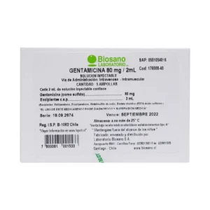 GENTAMICINA AMP 80MG/2ML 5 AMPOLLAS