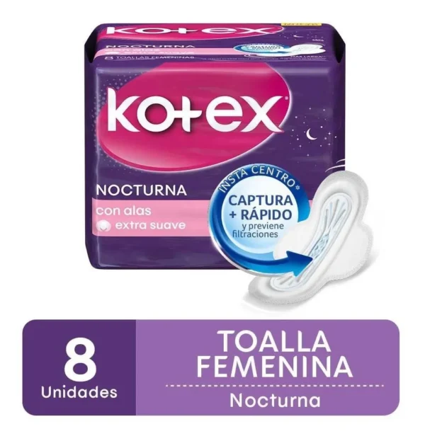 KOTEX NOCTURNA CON ALAS X 8 U