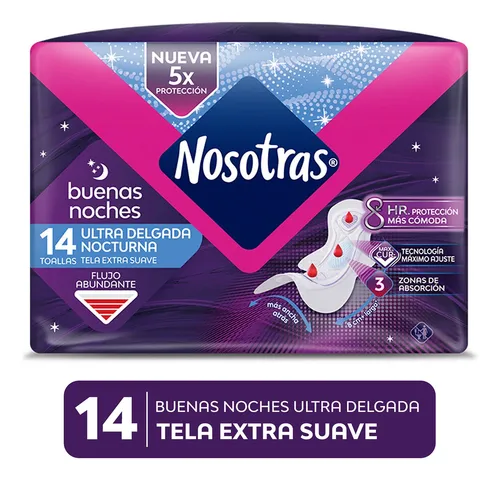 NOSOTRAS TOALLA BUENAS NOCHES, EXTRA SUAVES X 14 UND.