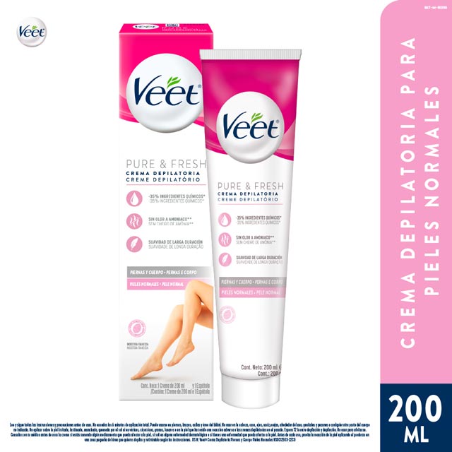 VEET CREMA DEPILATORIA PURE&FRESH PIEL NORMAL X 200 ML