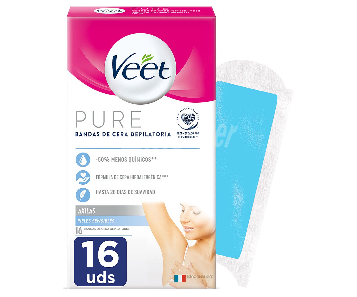 VEET PURE FRESH BANDA DEPILATORIA AXILA X 16