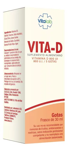 VITA-D VIT. D 800 U.I. GOTAS X 30 ML VITALAB